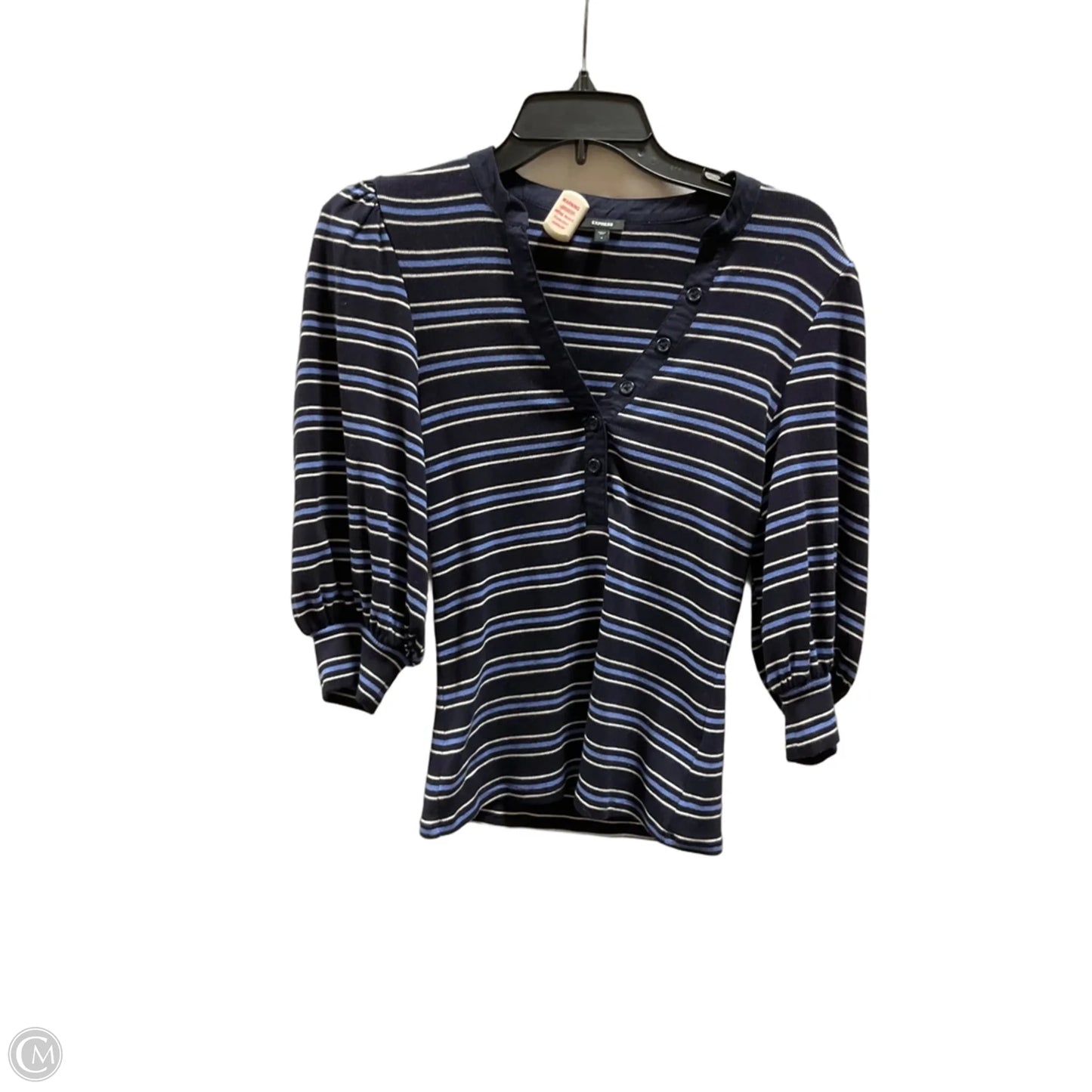 Top Short Sleeve By Express In Black & Blue, Size: S