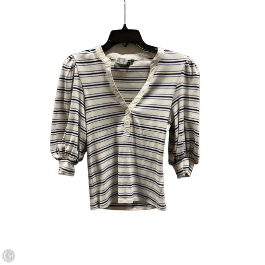 Top Short Sleeve By Express In Blue & Cream, Size: S