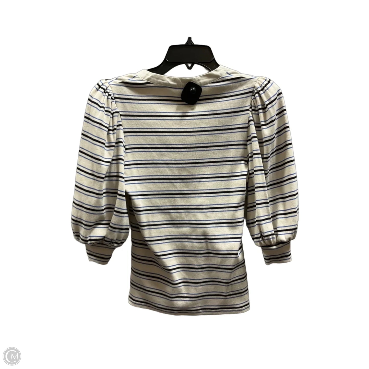 Top Short Sleeve By Express In Blue & Cream, Size: S