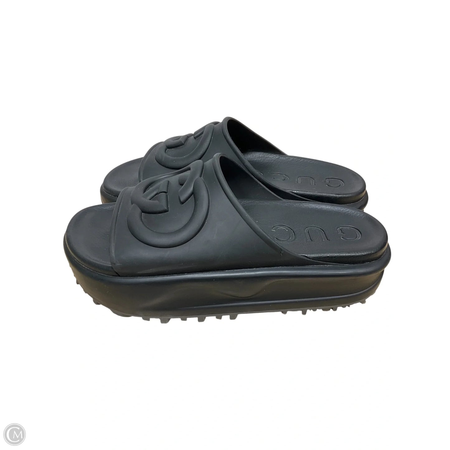 Sandals Luxury Designer By Gucci In Black, Size: 9