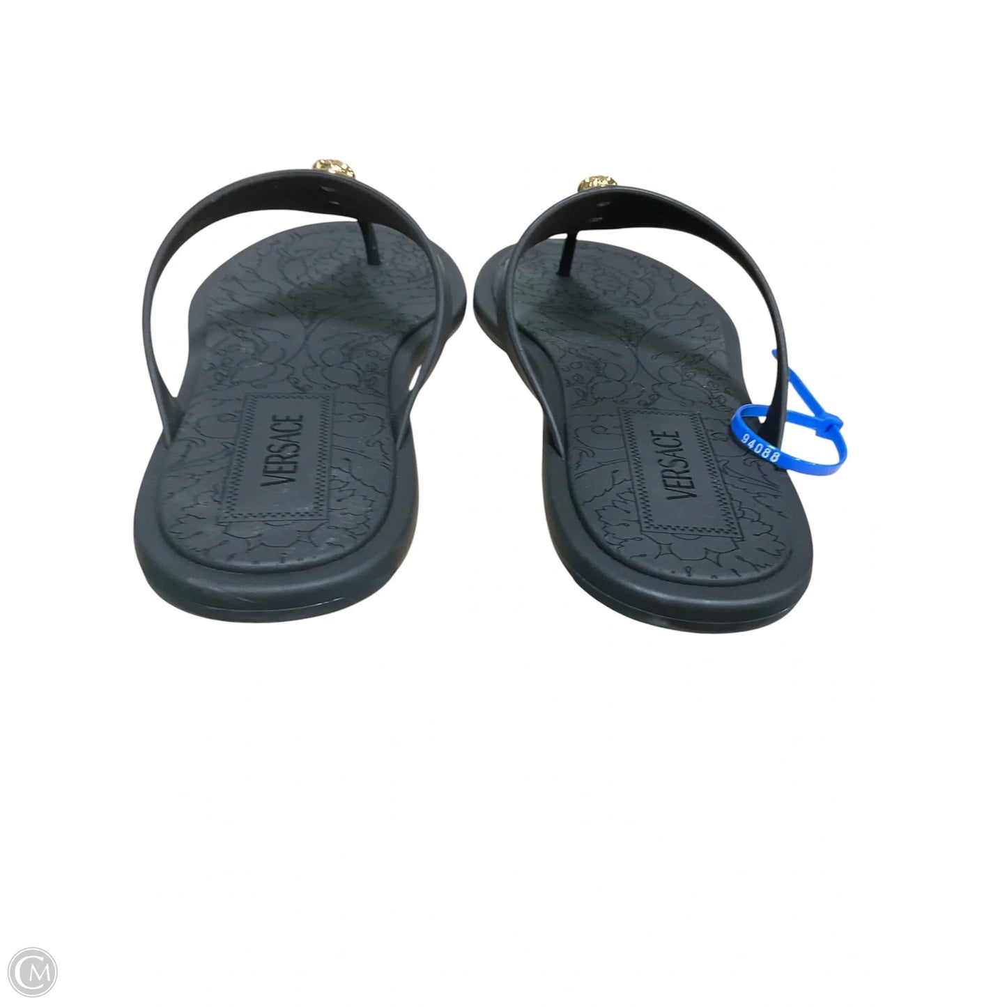 Sandals Luxury Designer By Versace In Black, Size: 9