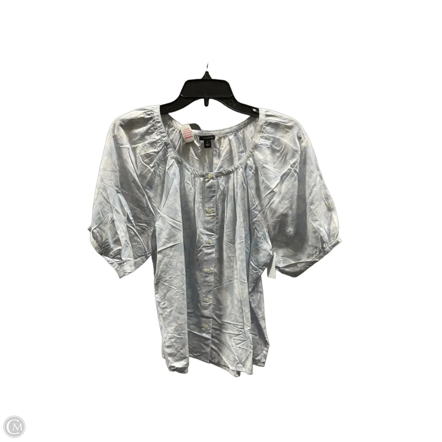 Top Short Sleeve By Ann Taylor In Blue & White, Size: M