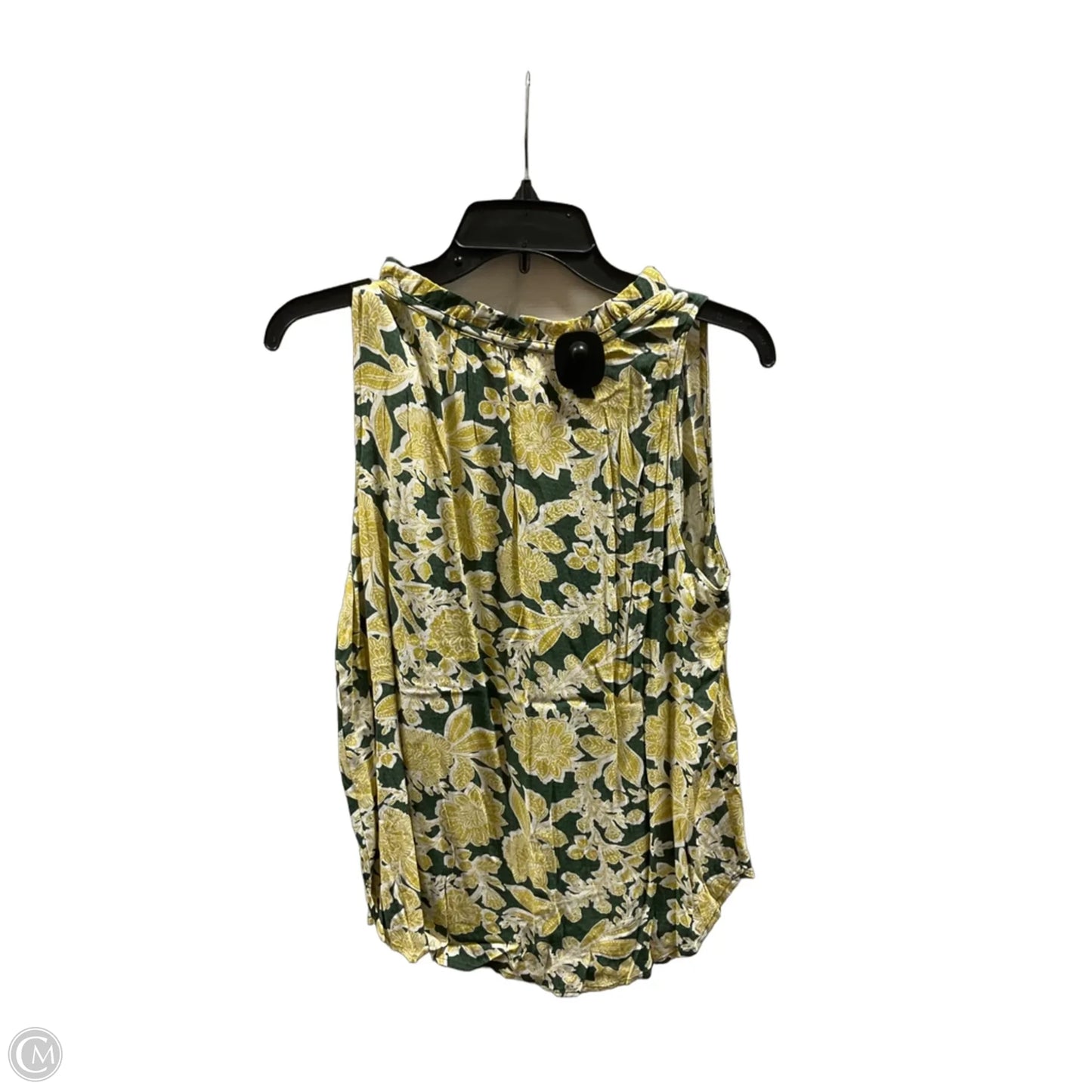 Top Sleeveless By Loft In Green & Yellow, Size: M