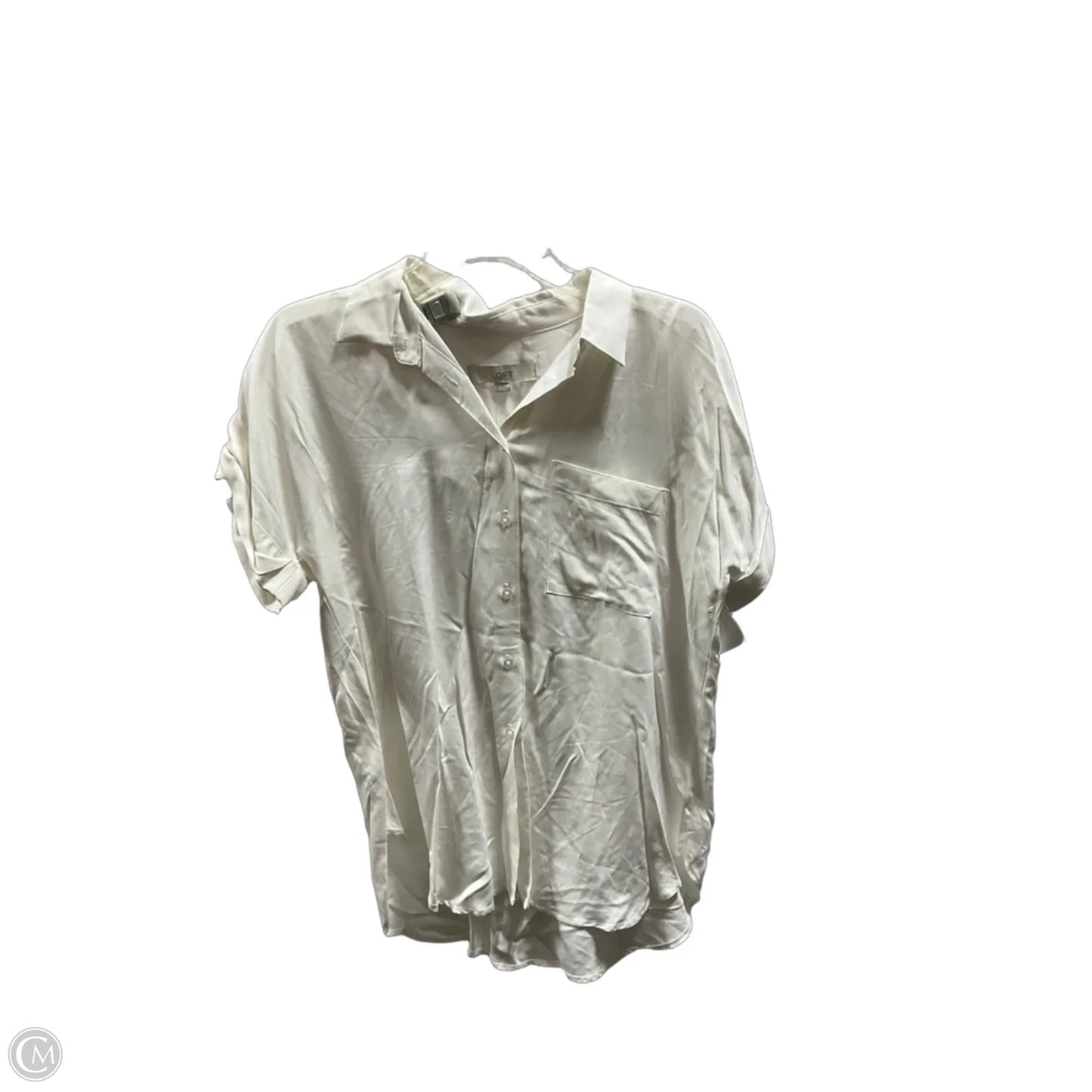 Blouse Short Sleeve By Loft In Cream, Size: M
