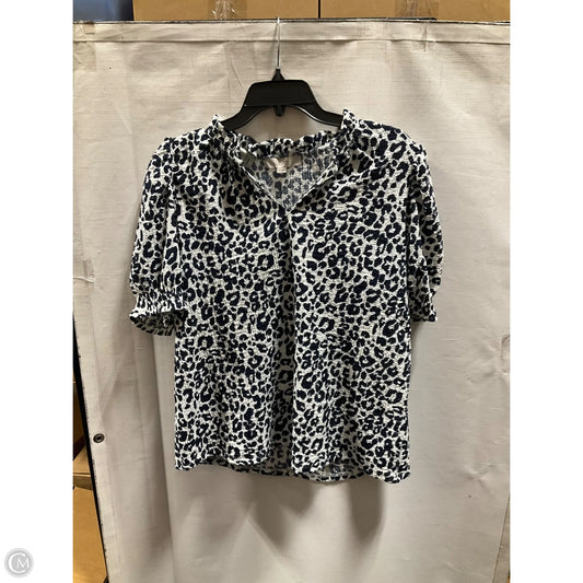Top Short Sleeve By Loft In Blue & White, Size: M