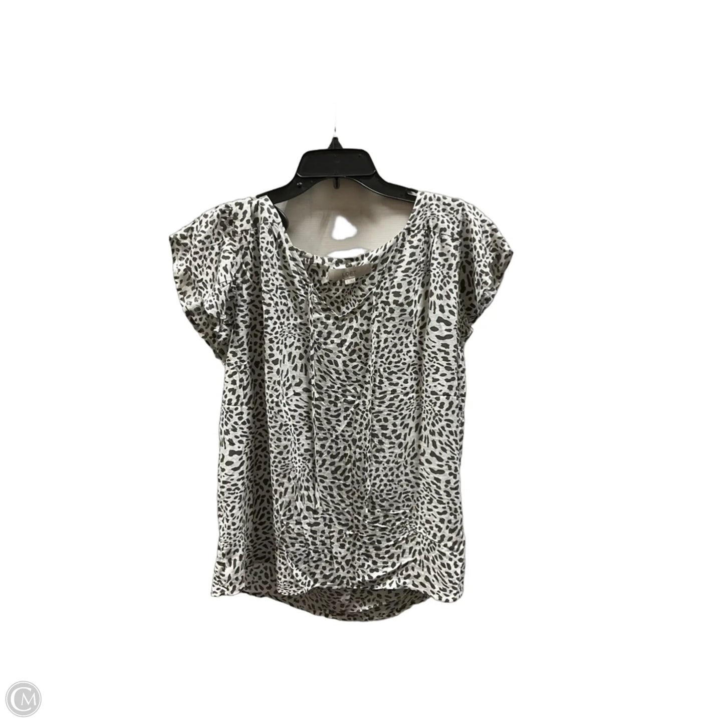 Top Short Sleeve By Loft In Green & White, Size: L