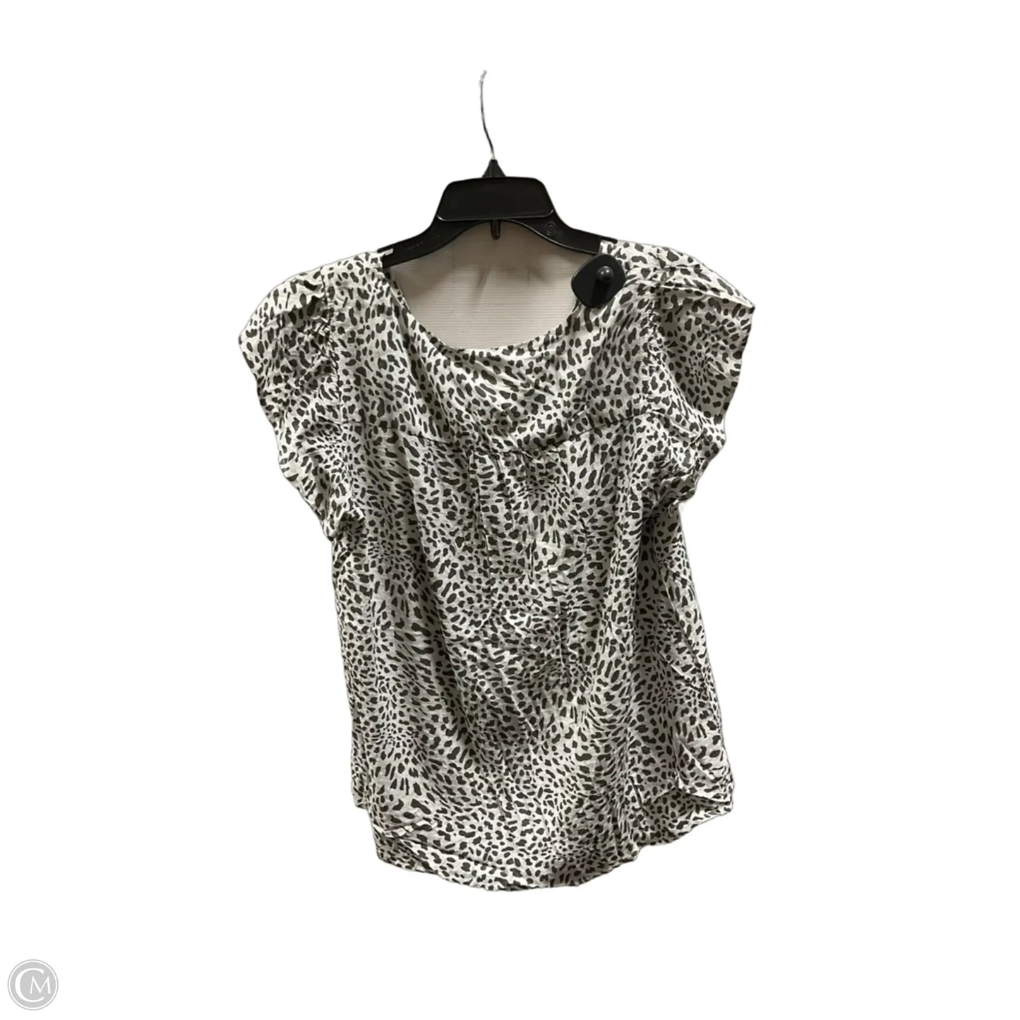 Top Short Sleeve By Loft In Green & White, Size: L