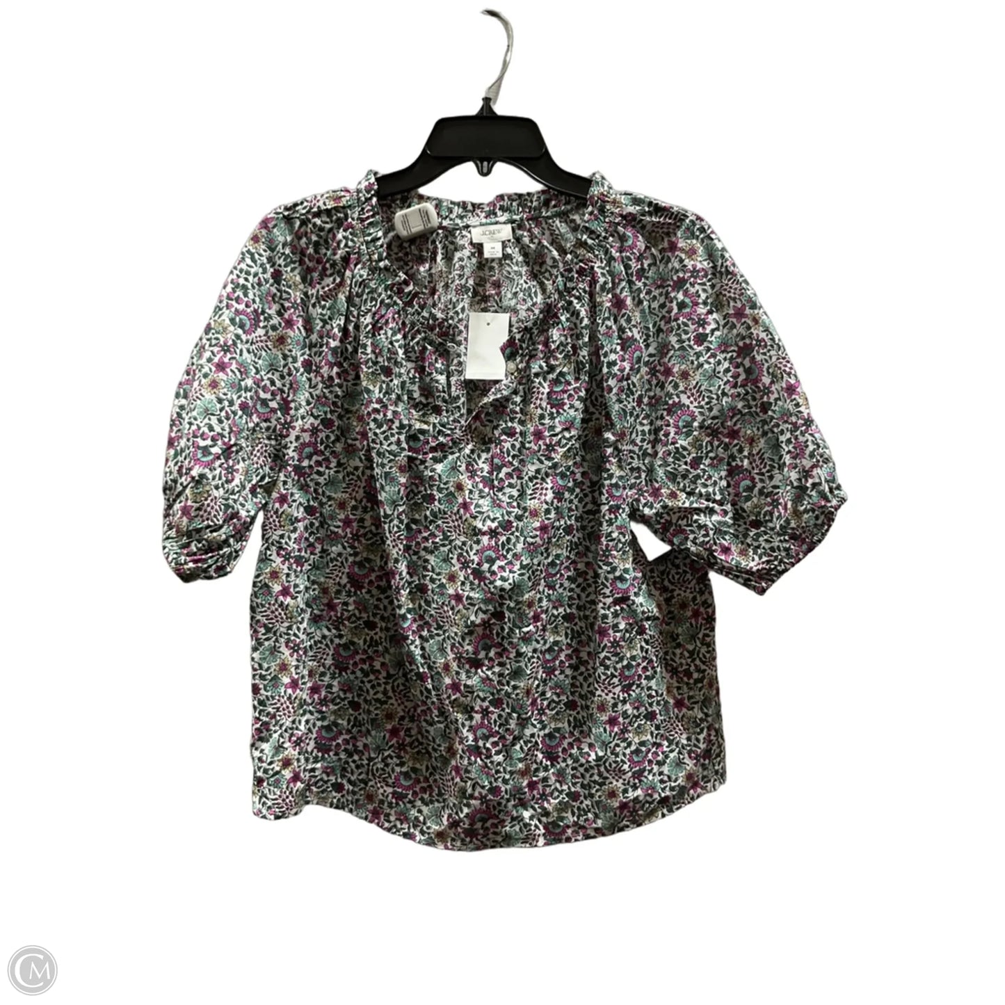 Top Short Sleeve By J. Crew In Green & Purple, Size: M