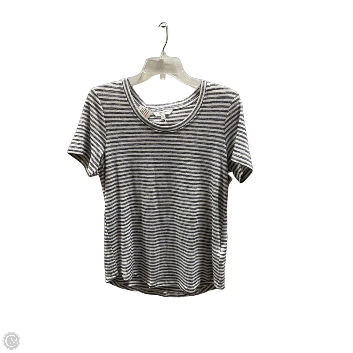 Top Short Sleeve By Liverpool In Striped Pattern, Size: M
