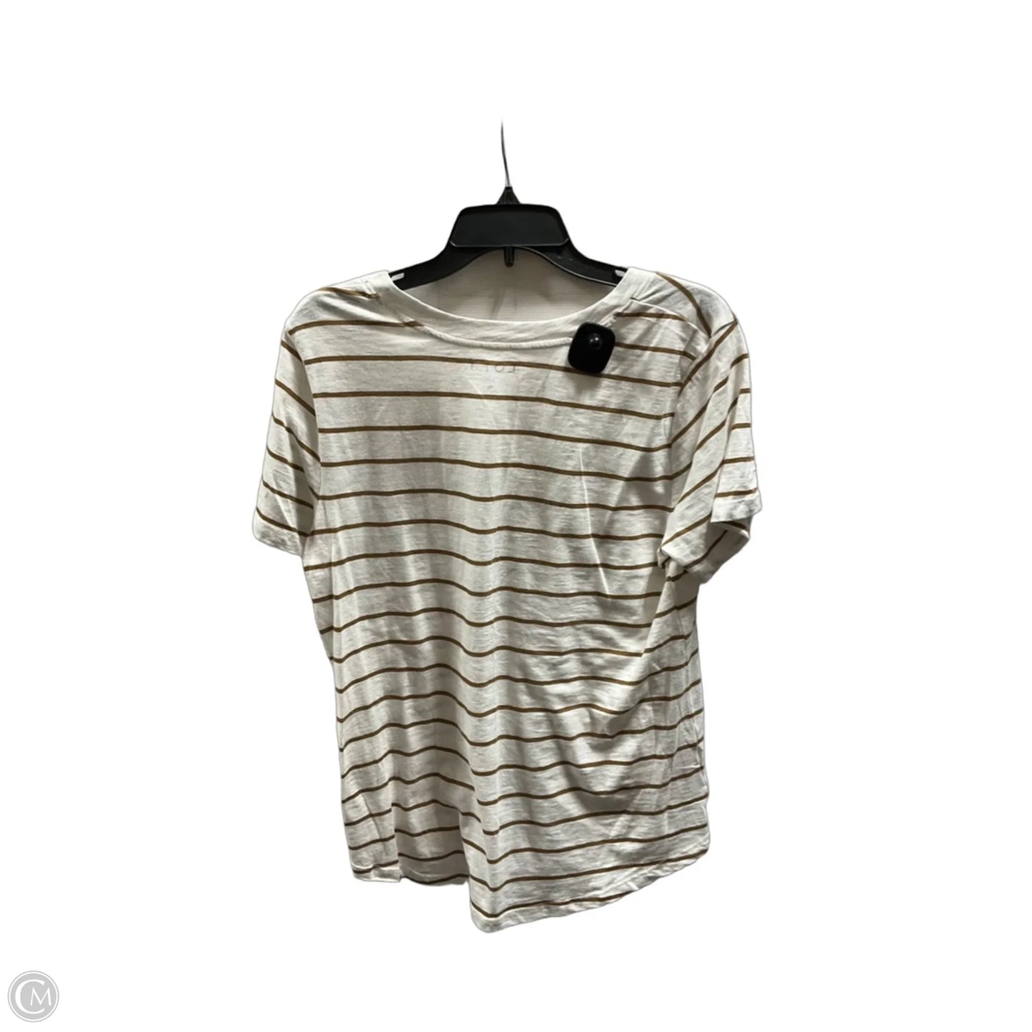 Top Short Sleeve By Loft In Tan & White, Size: M