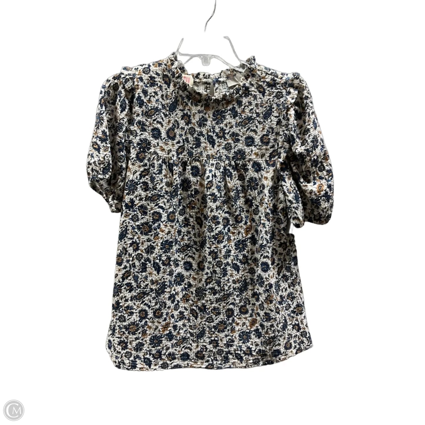 Top Short Sleeve By Loft In Blue & Brown, Size: M
