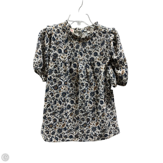 Top Short Sleeve By Loft In Blue & Brown, Size: M