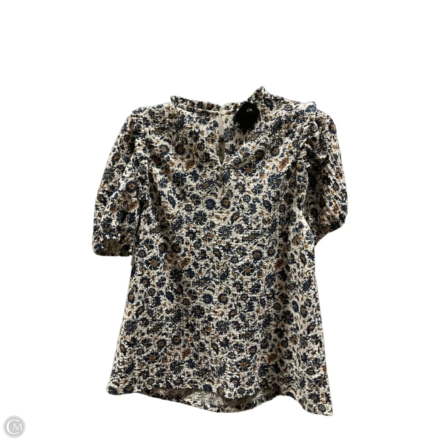 Top Short Sleeve By Loft In Blue & Brown, Size: M
