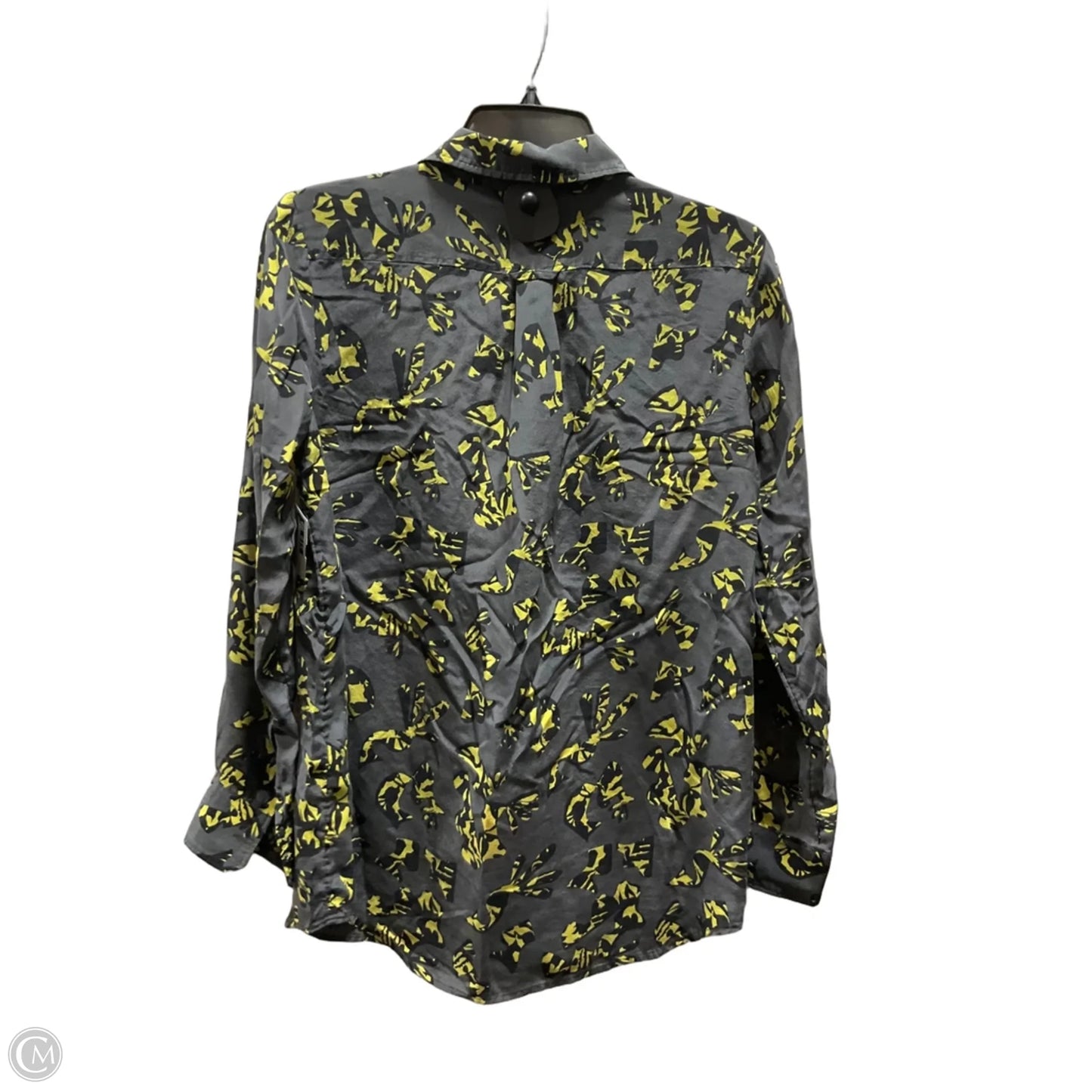 Blouse Long Sleeve By Banana Republic In Green & Grey, Size: Xs
