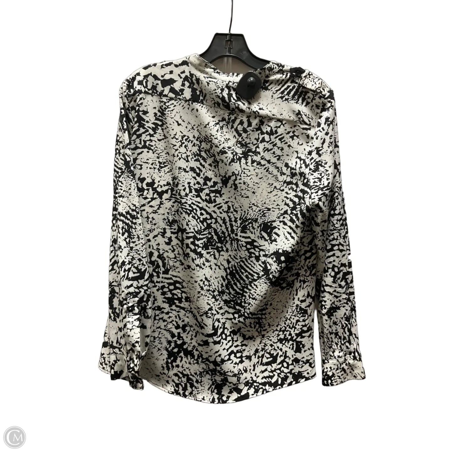 Top Long Sleeve By Calvin Klein In Black & White, Size: M