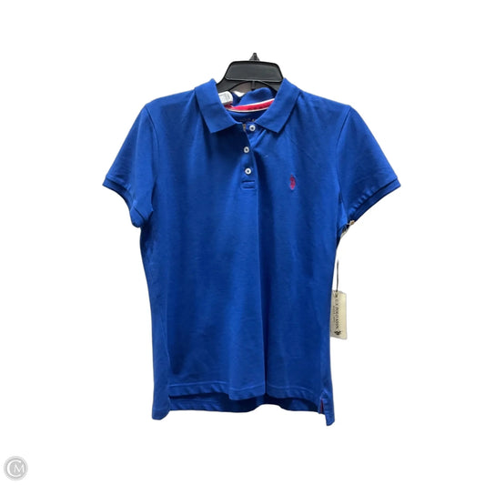 Top Short Sleeve By Polo Ralph Lauren In Blue & Pink, Size: L