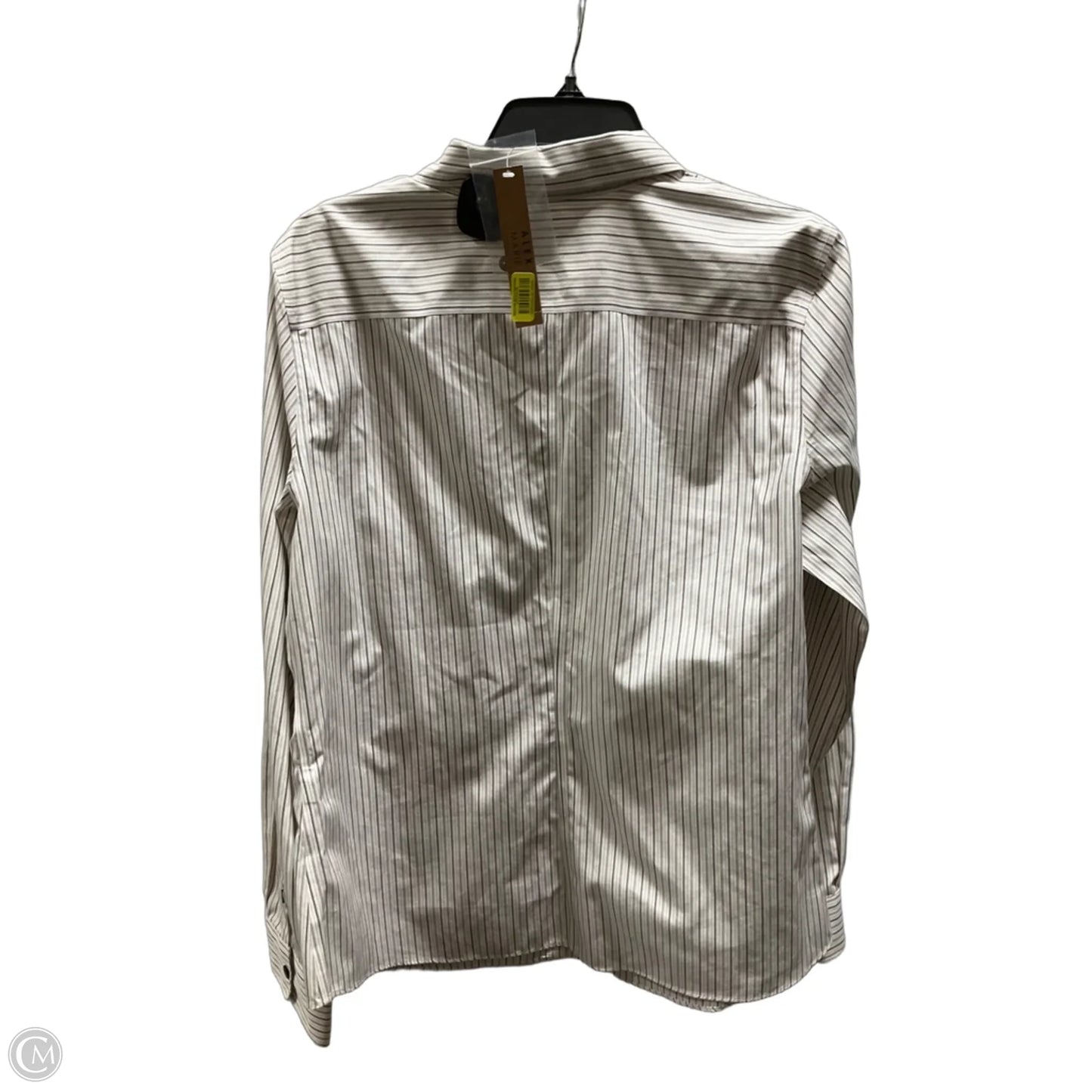 Blouse Long Sleeve By Alex Marie In Tan & White, Size: 16