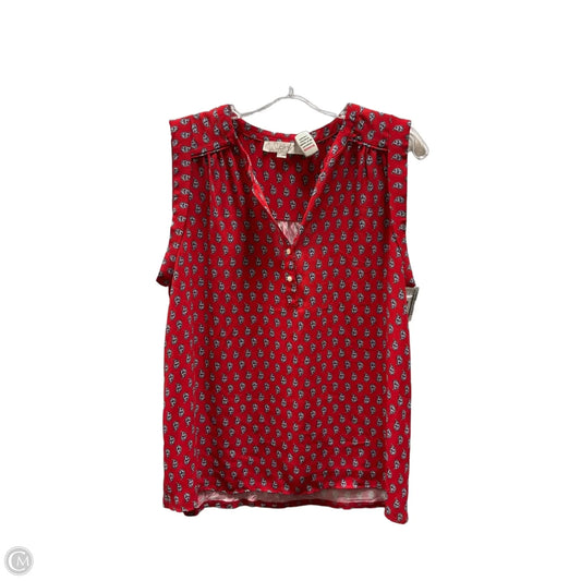 Top Sleeveless By Loft In Red, Size: M