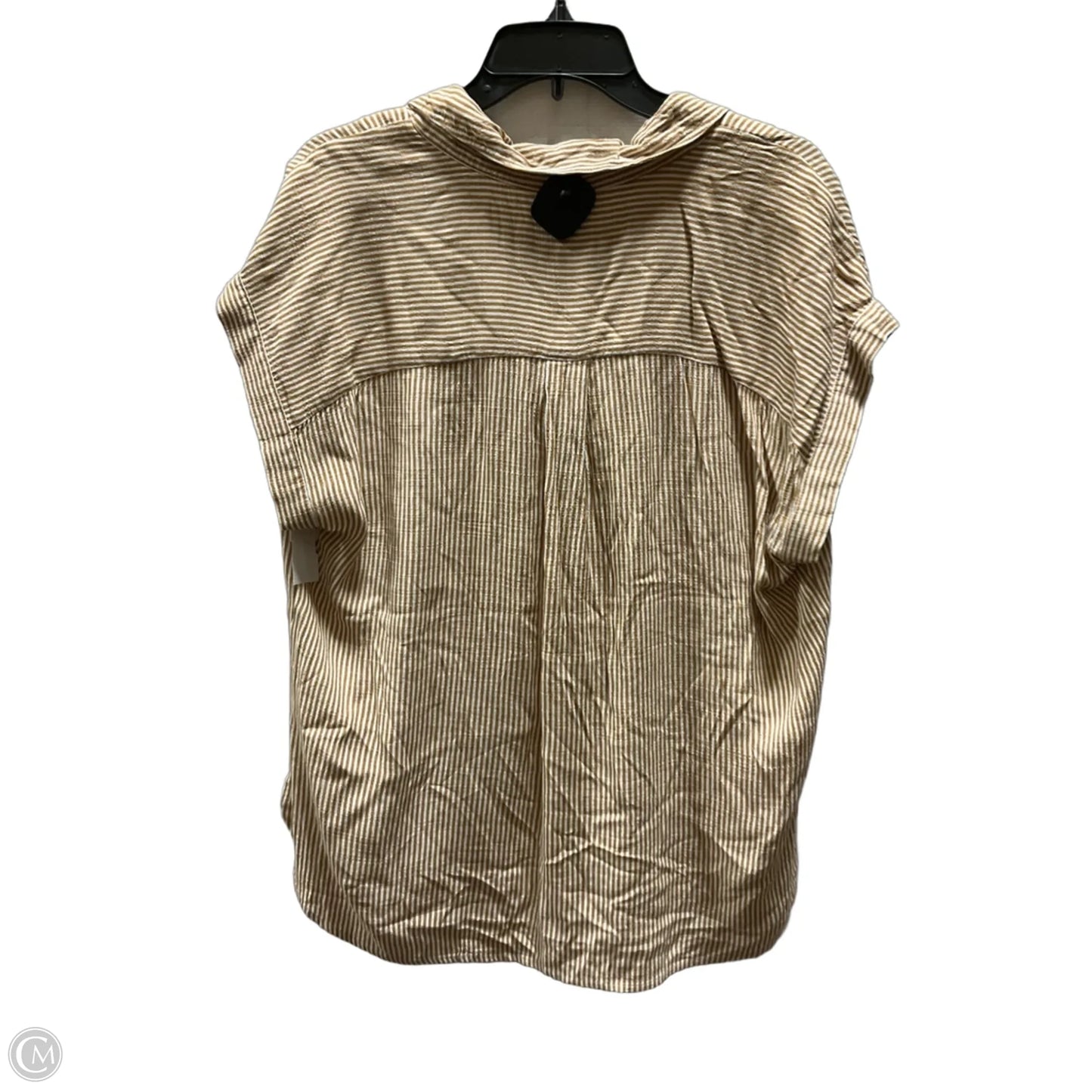 Top Short Sleeve By Loft In Tan & White, Size: M