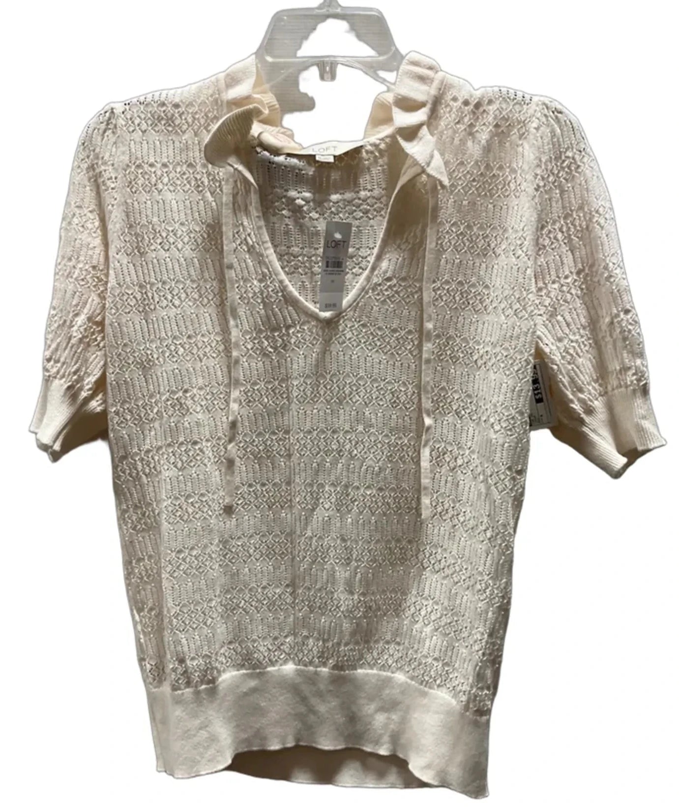 Top Short Sleeve By Loft In Cream, Size: M