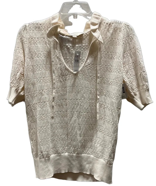Top Short Sleeve By Loft In Cream, Size: M