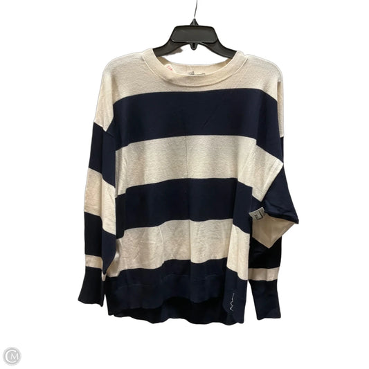 Top Long Sleeve By Loft In Blue & Cream, Size: M