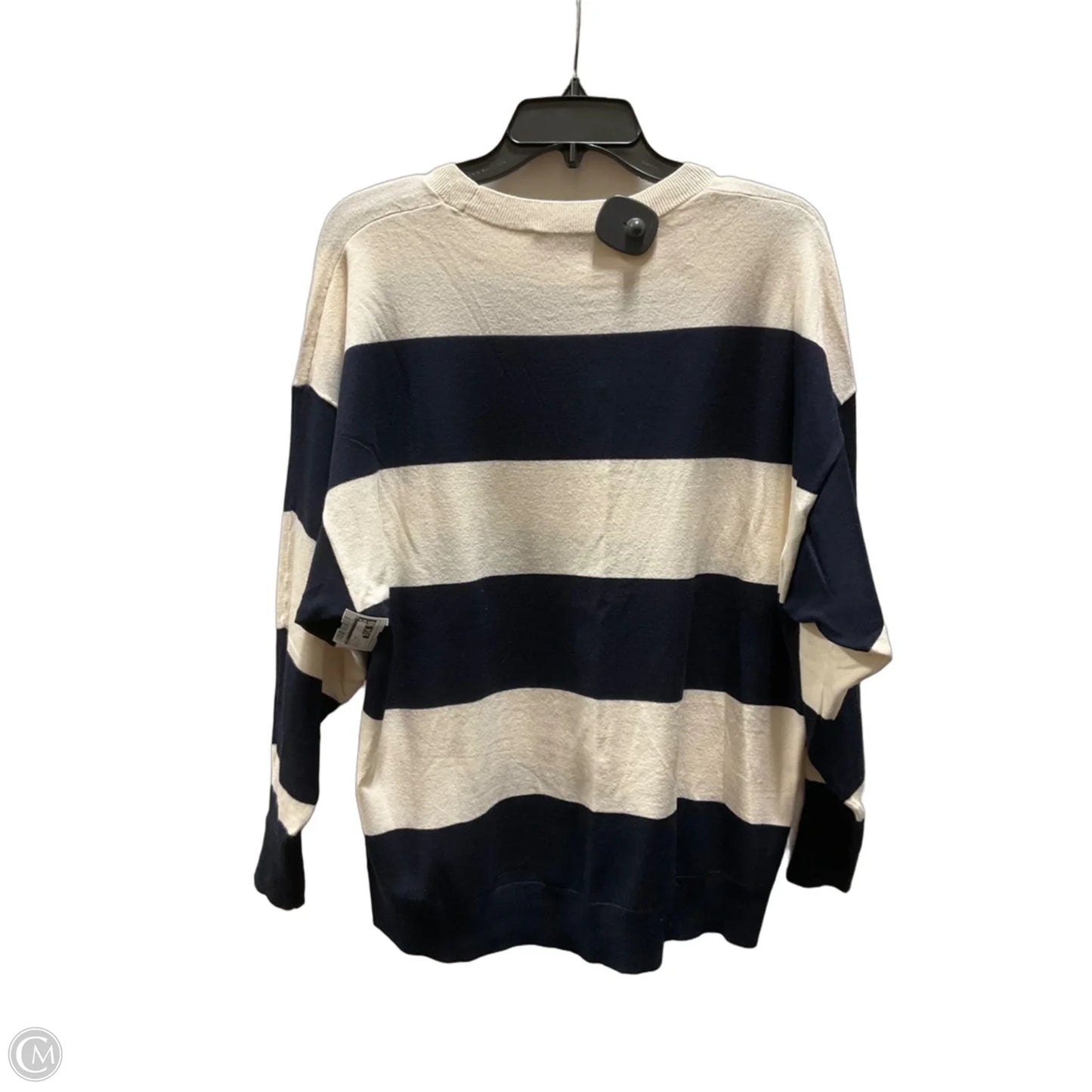 Top Long Sleeve By Loft In Blue & Cream, Size: M