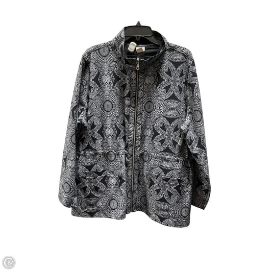 Athletic Jacket By Chicos In Black & White, Size: Xl