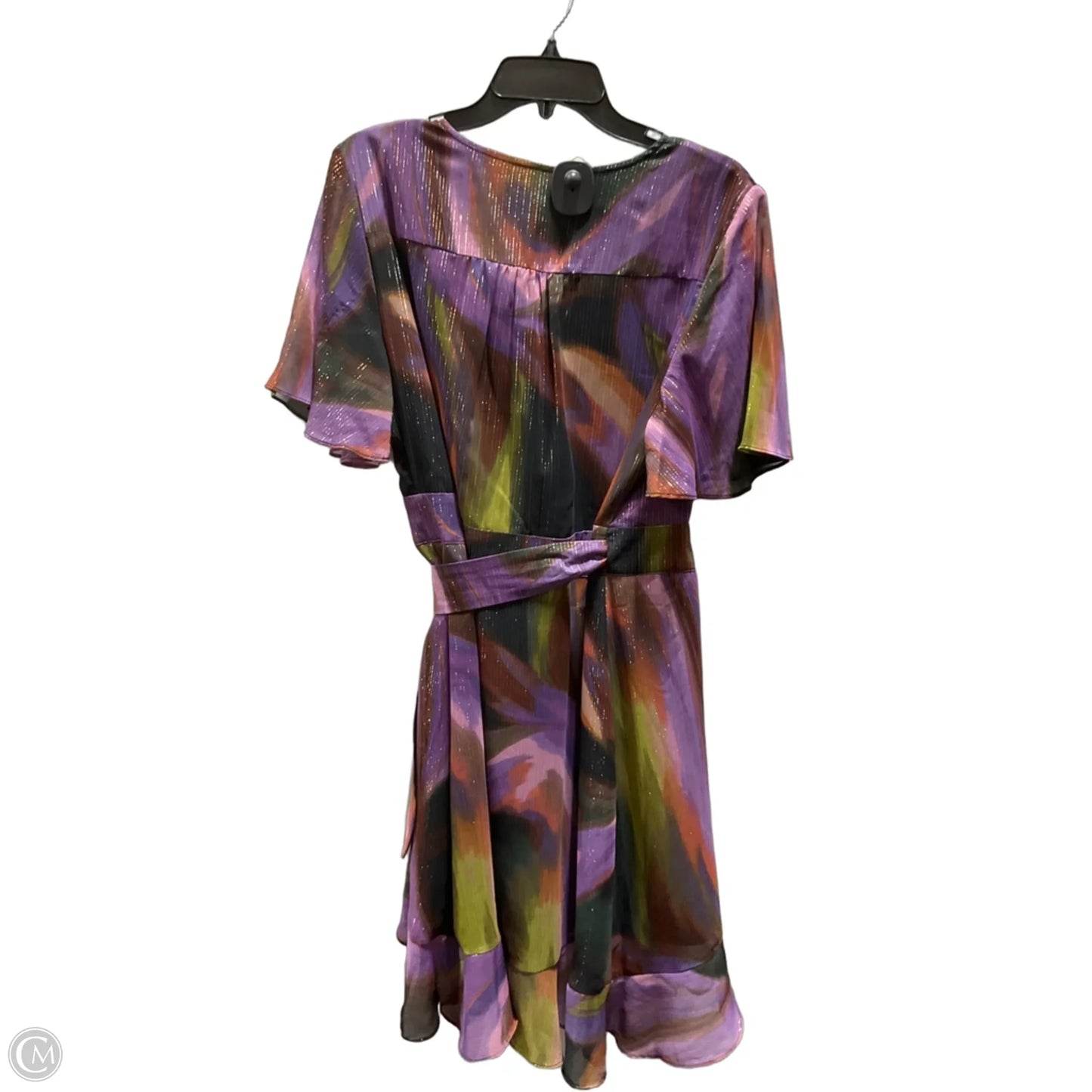 Dress Casual Midi By Nicole By Nicole Miller In Green & Purple, Size: Xl