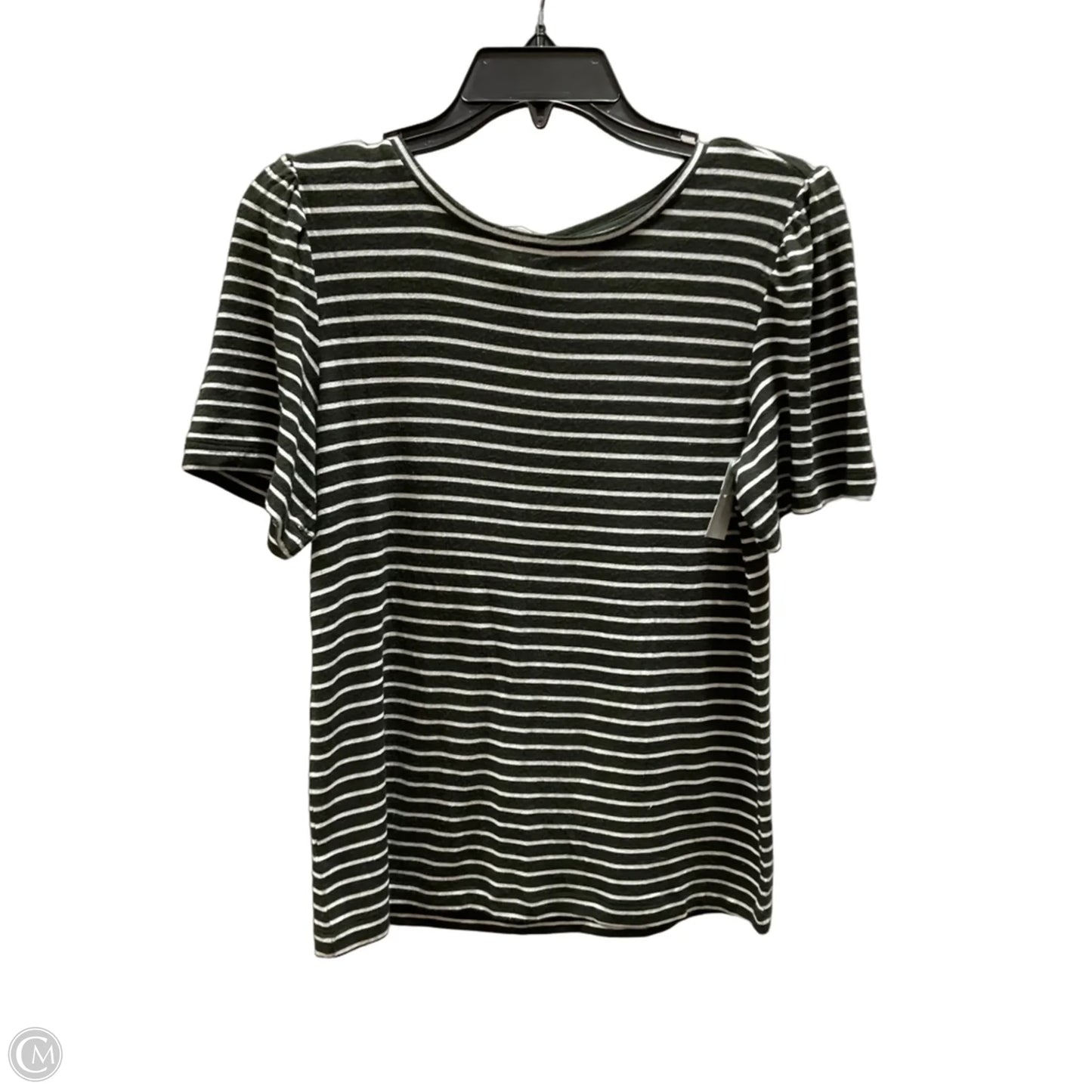 Top Short Sleeve By Loft In Green & White, Size: Xs