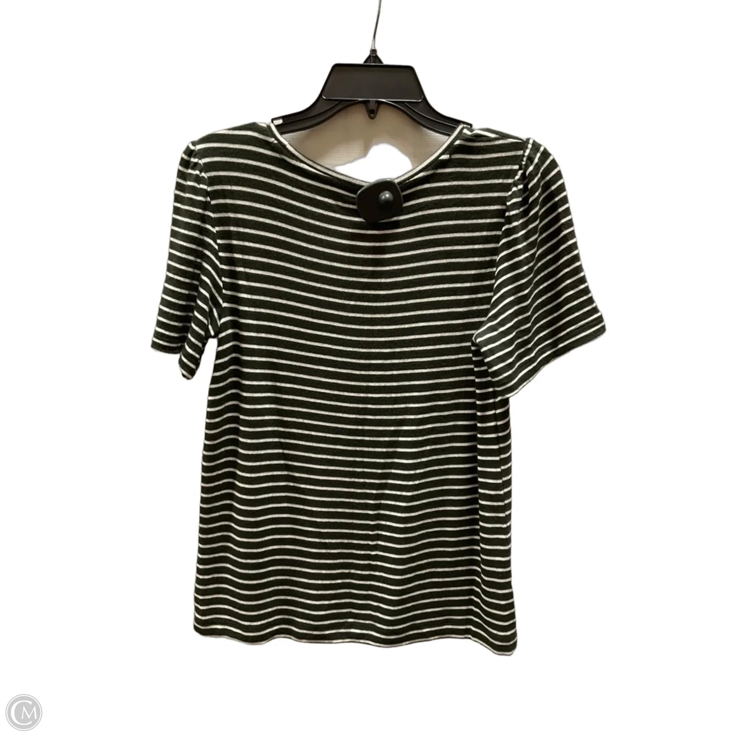 Top Short Sleeve By Loft In Green & White, Size: Xs