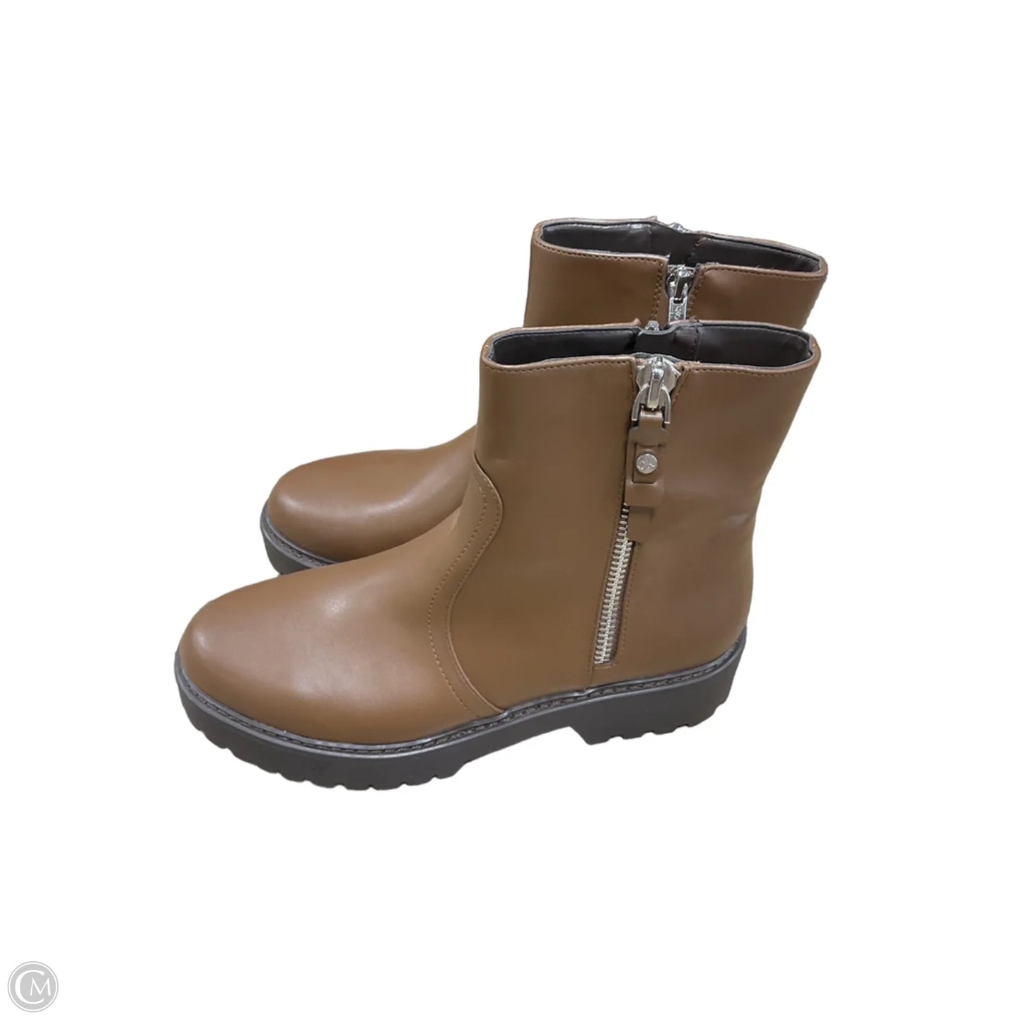 Boots Ankle Flats By Calvin Klein In Brown, Size: 10