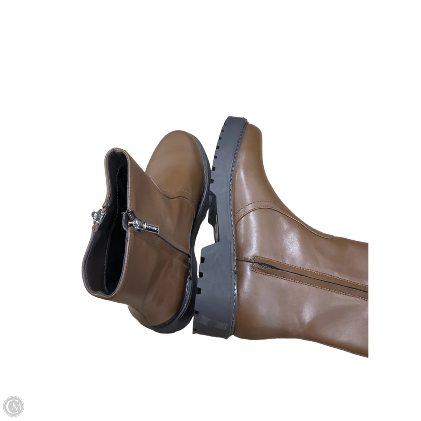 Boots Ankle Flats By Calvin Klein In Brown, Size: 10