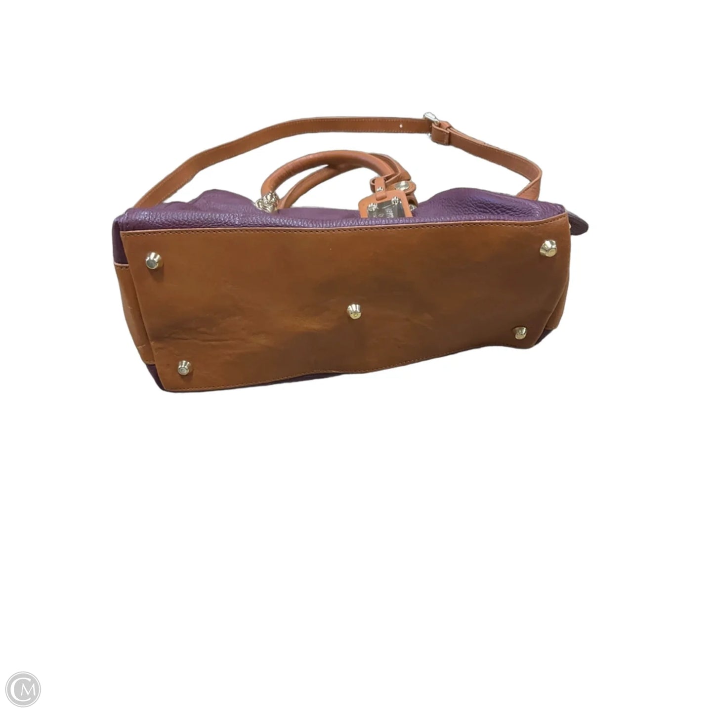 Handbag Leather By Valentina, Size: Medium