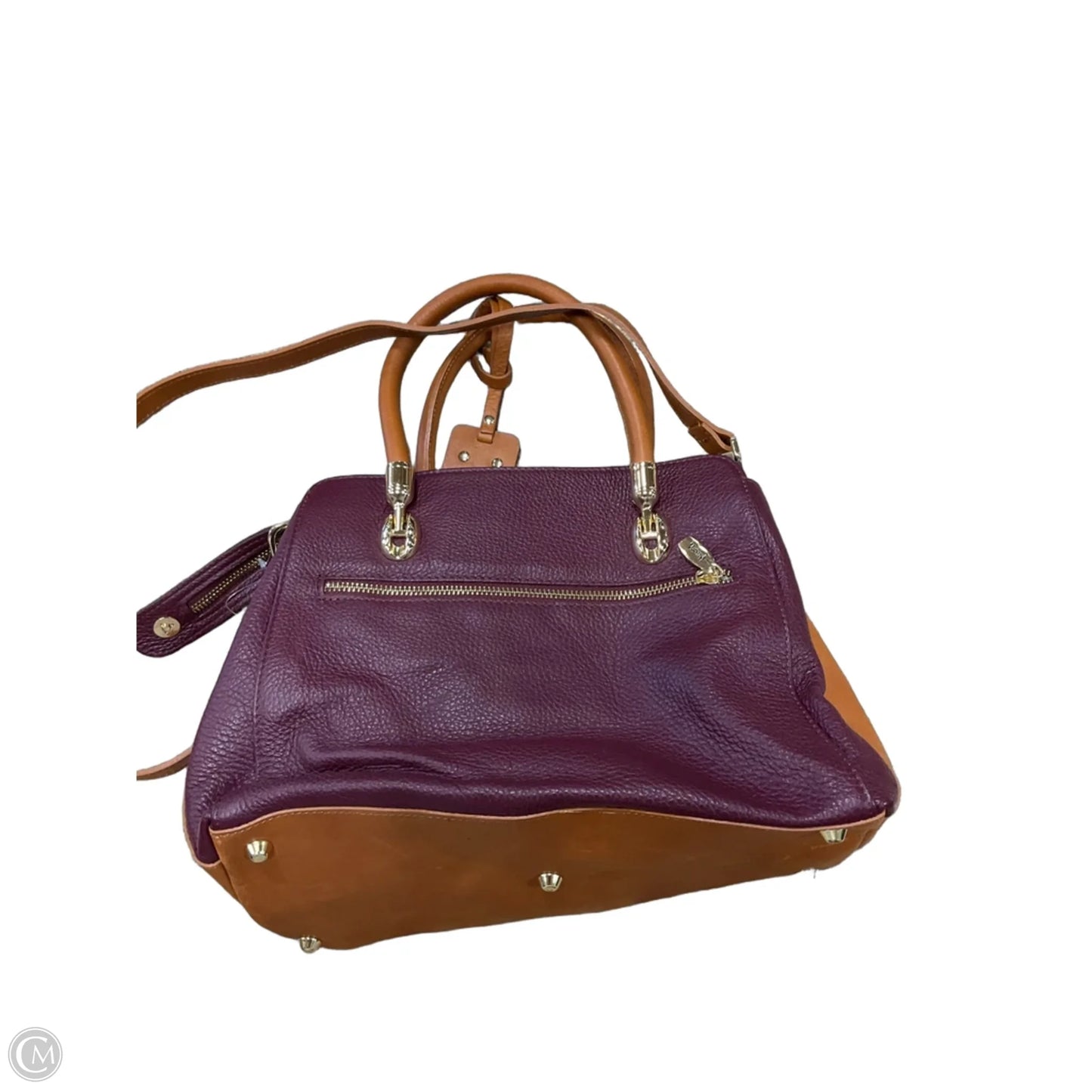 Handbag Leather By Valentina, Size: Medium