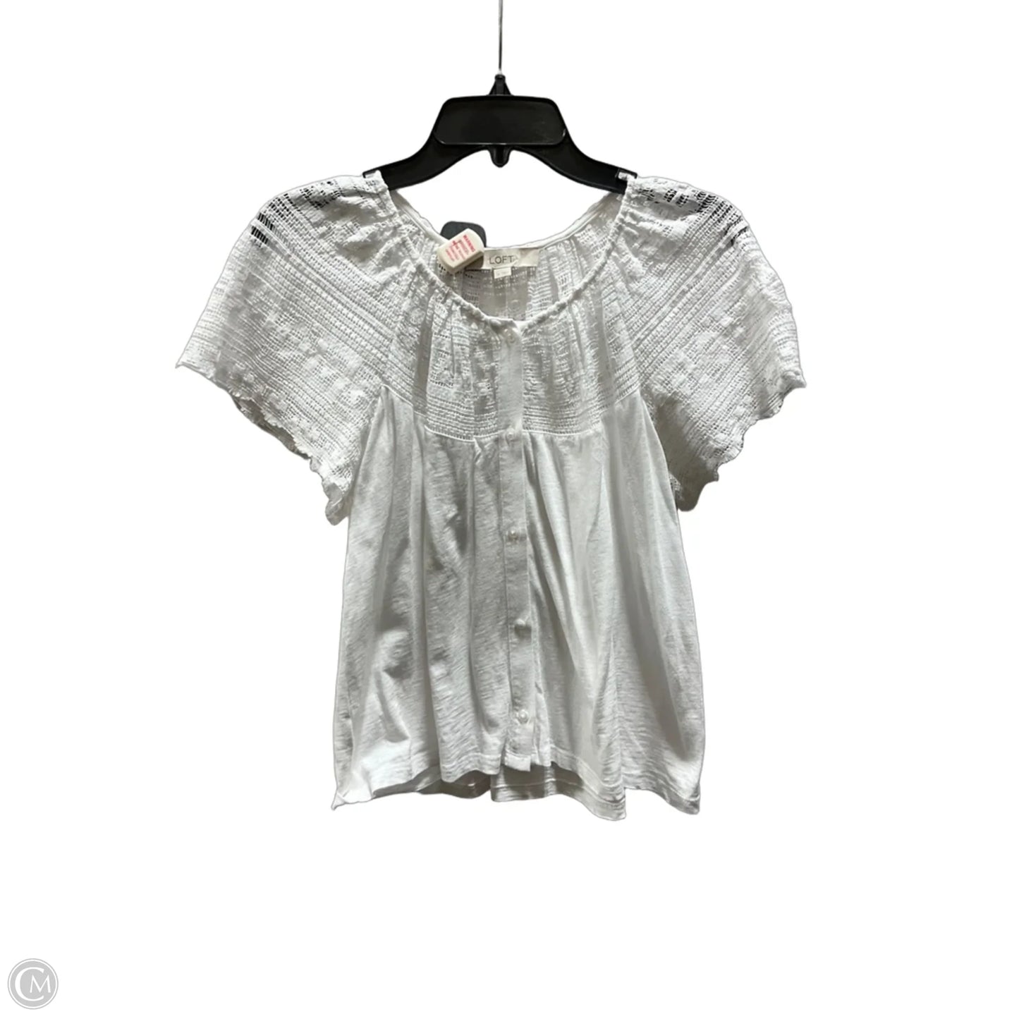 Top Short Sleeve By Loft In White, Size: M