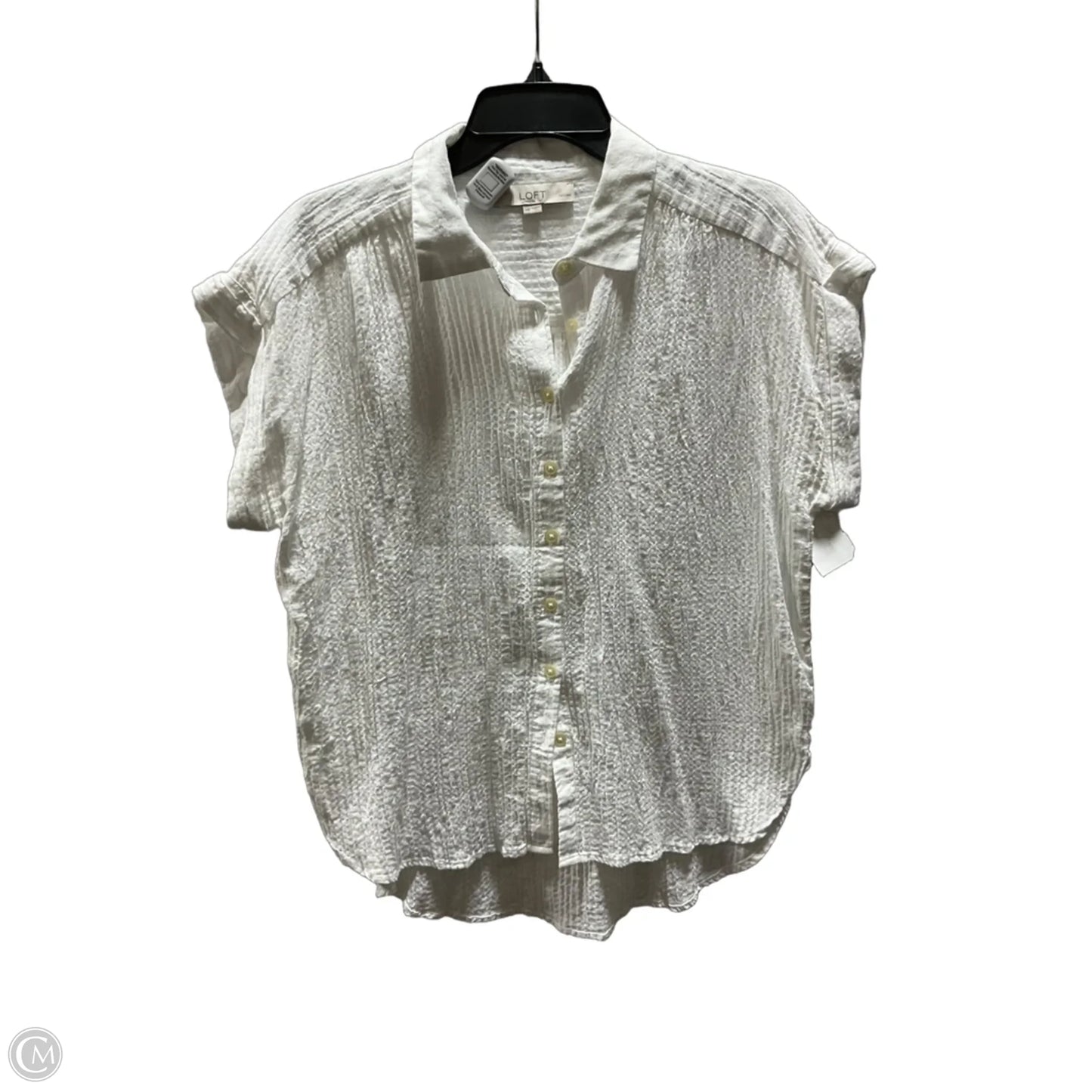 Blouse Short Sleeve By Loft In White, Size: M