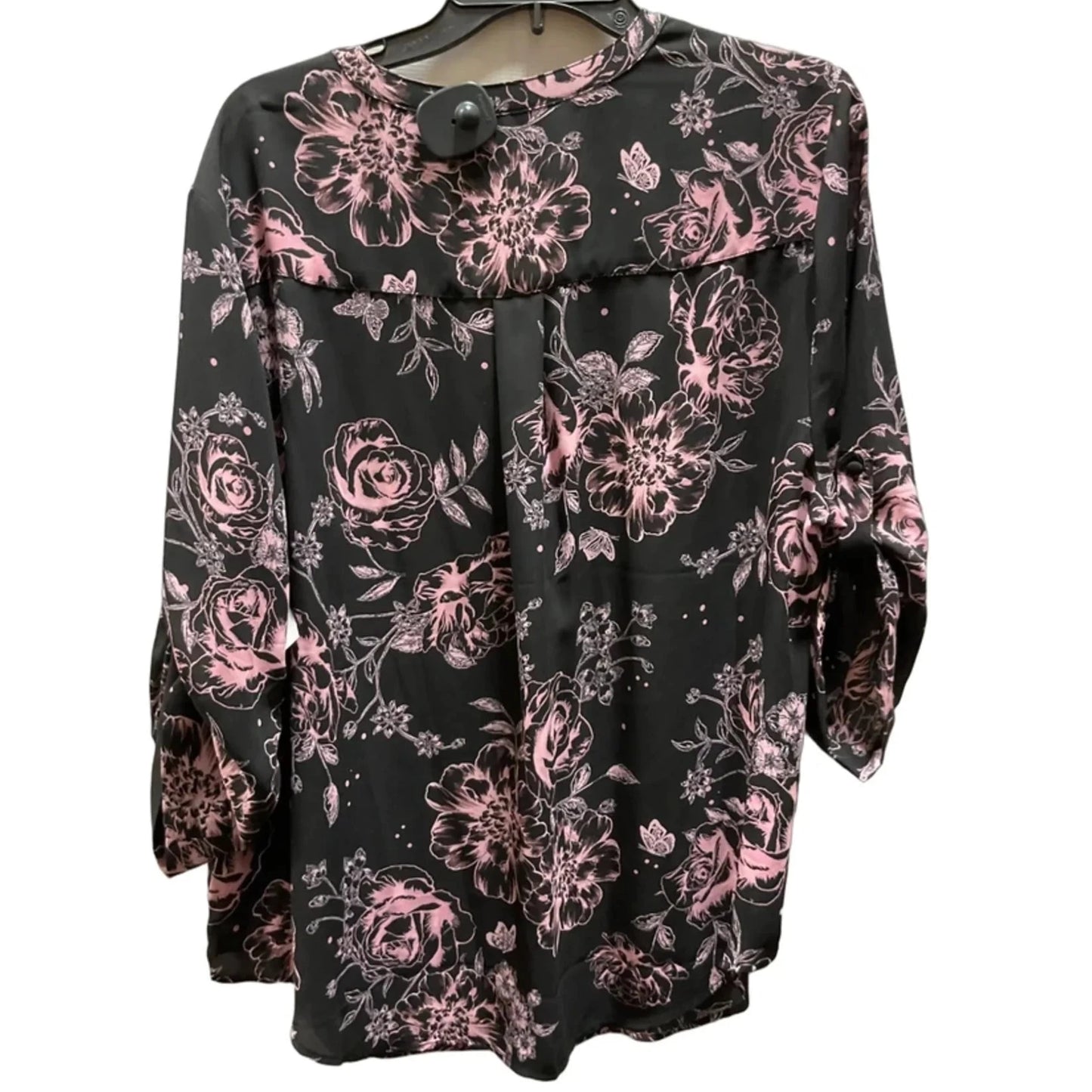 Top 3/4 Sleeve By Torrid In Black & Pink, Size: 2x