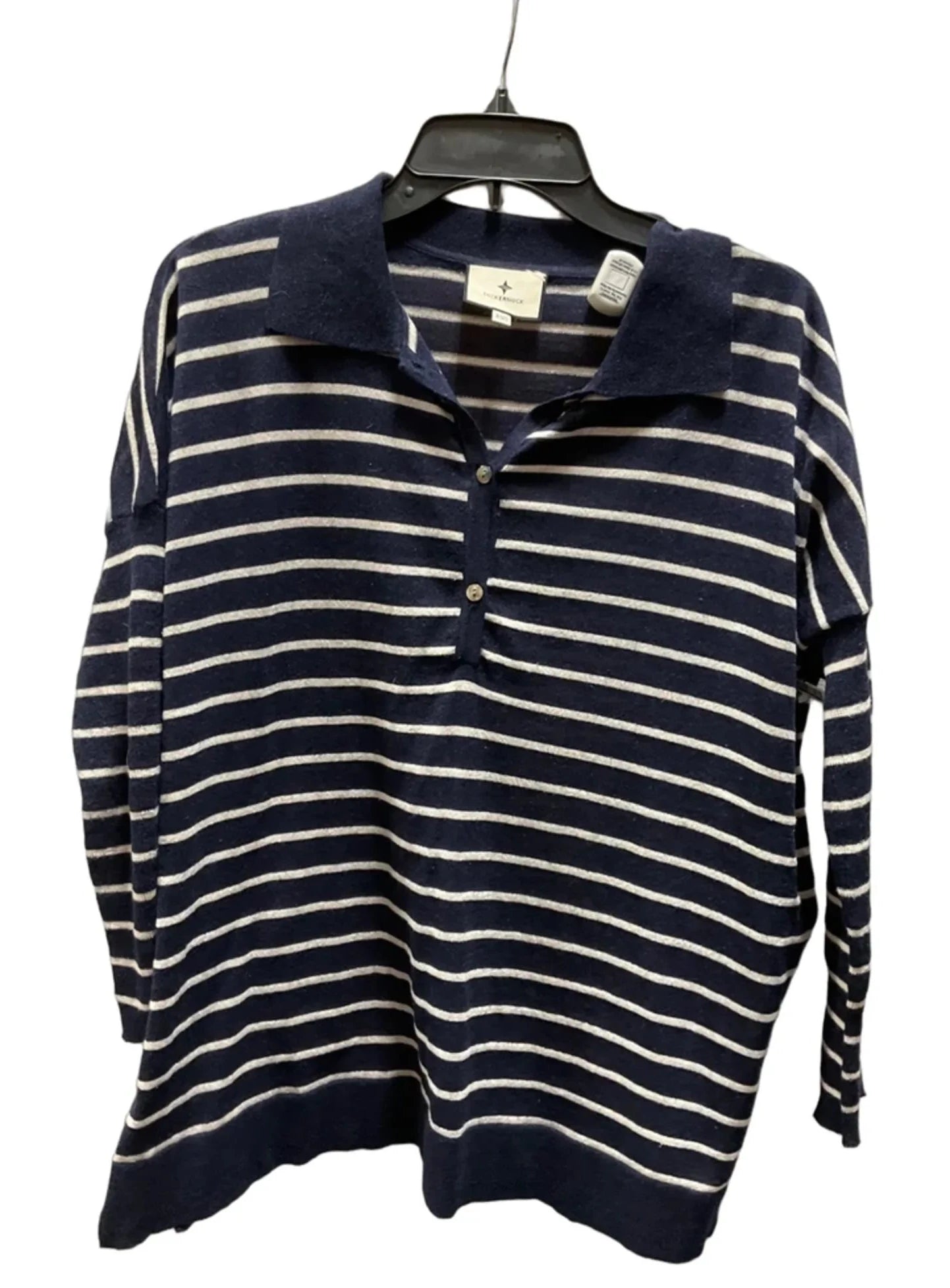 Top Long Sleeve By Tuckernuck In Blue & Cream, Size: Xs