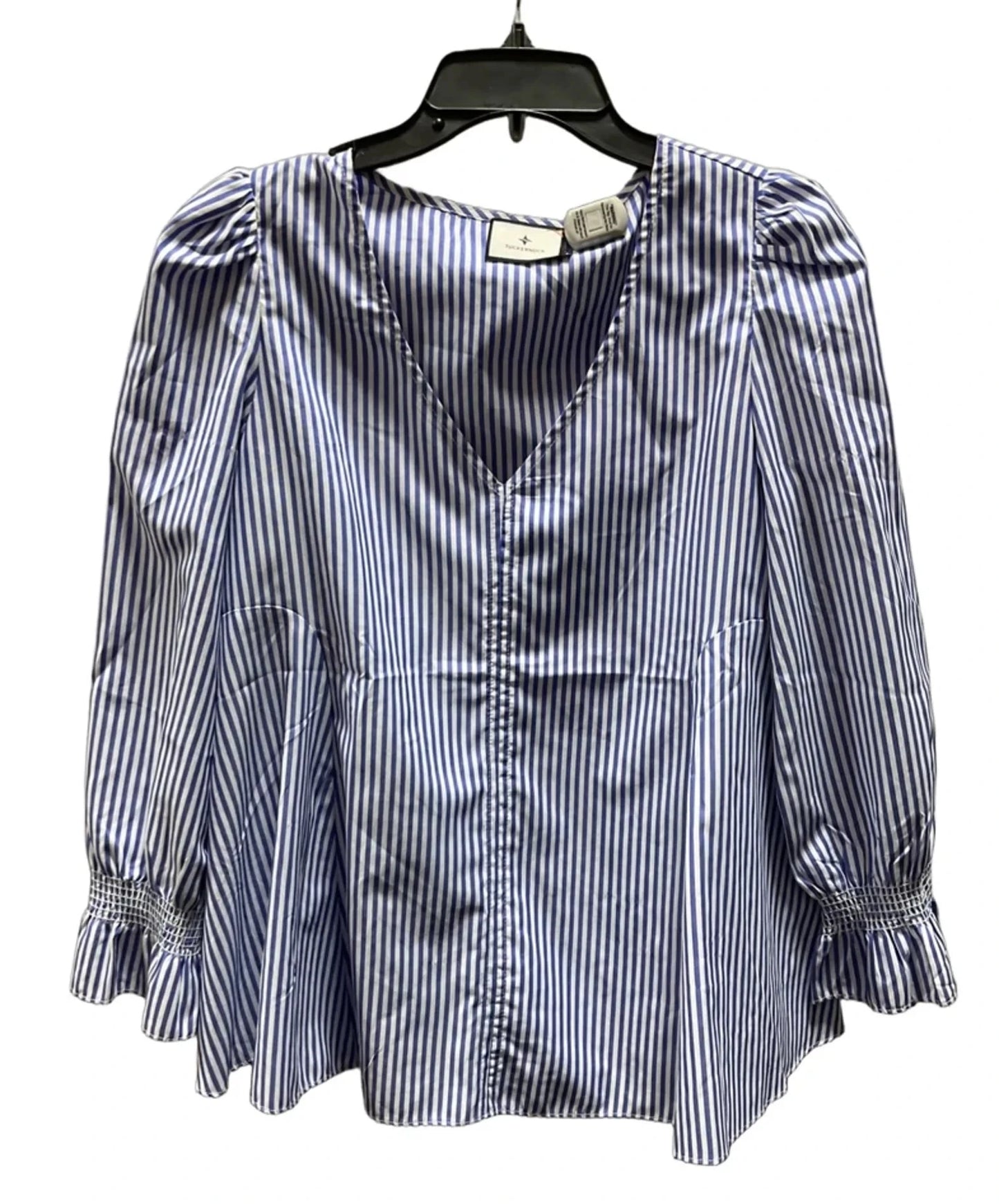 Top Long Sleeve By Tuckernuck In Blue & White, Size: S