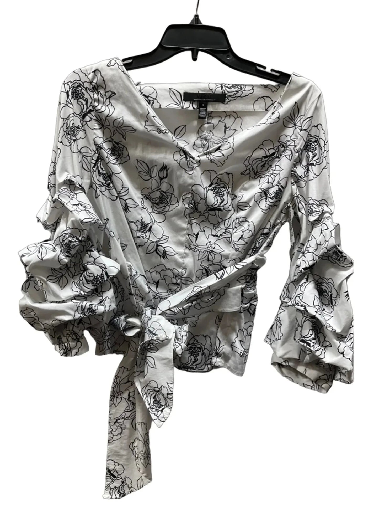 Top 3/4 Sleeve Basic By White House Black Market In Black & White, Size: 0