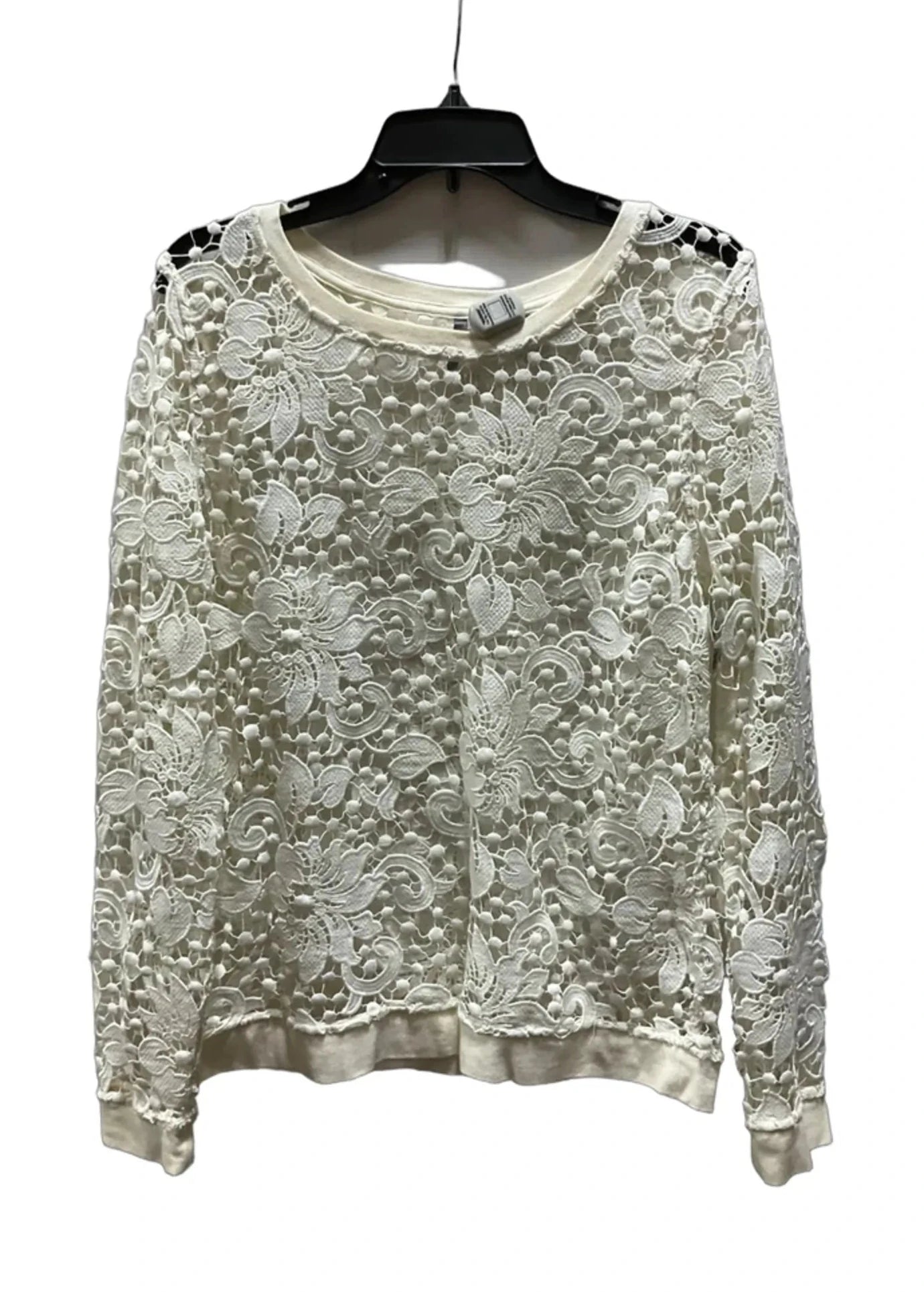 Top Long Sleeve By Chelsea 28 In Cream, Size: L