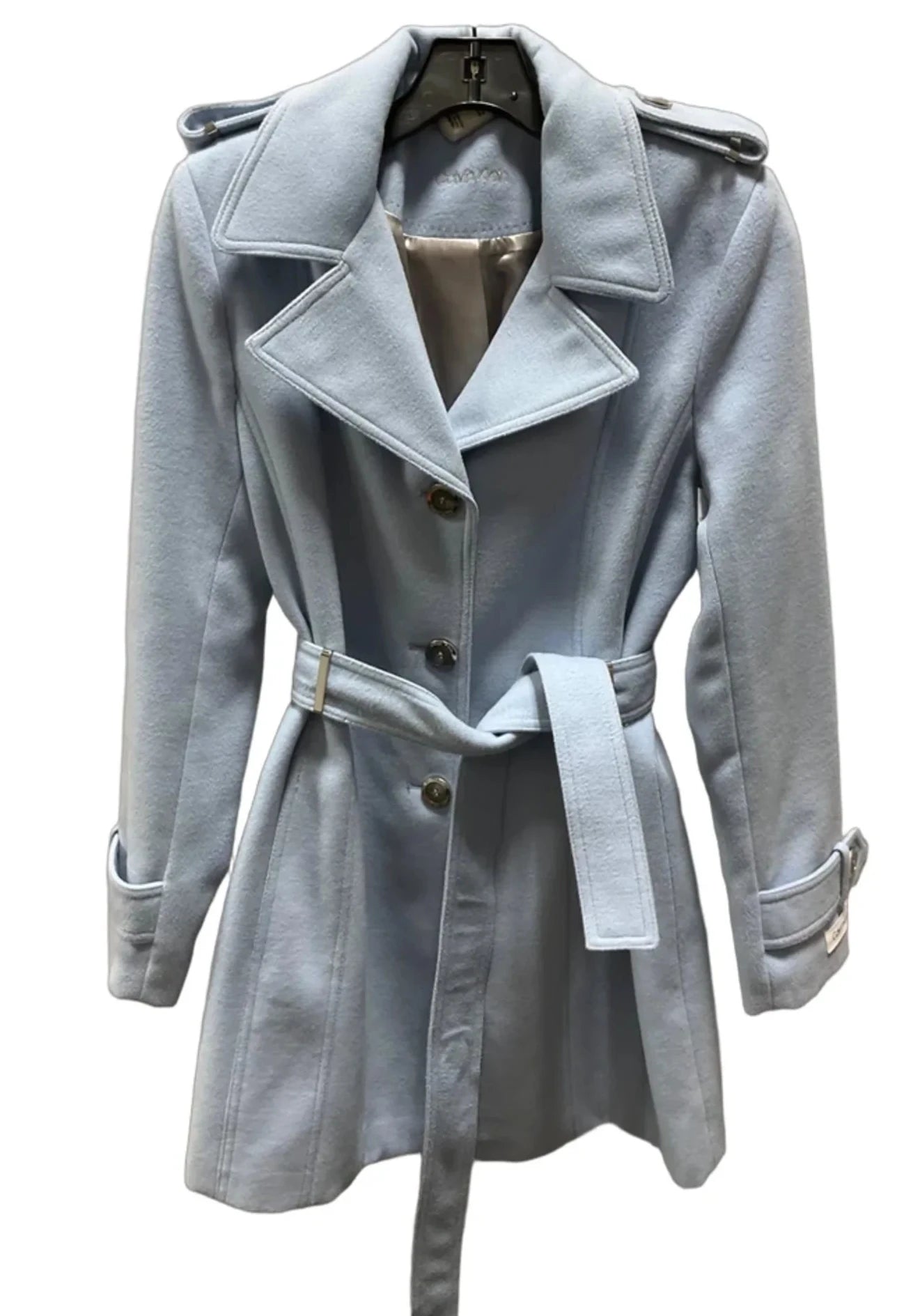 Coat Wool By Calvin Klein In Blue, Size: S