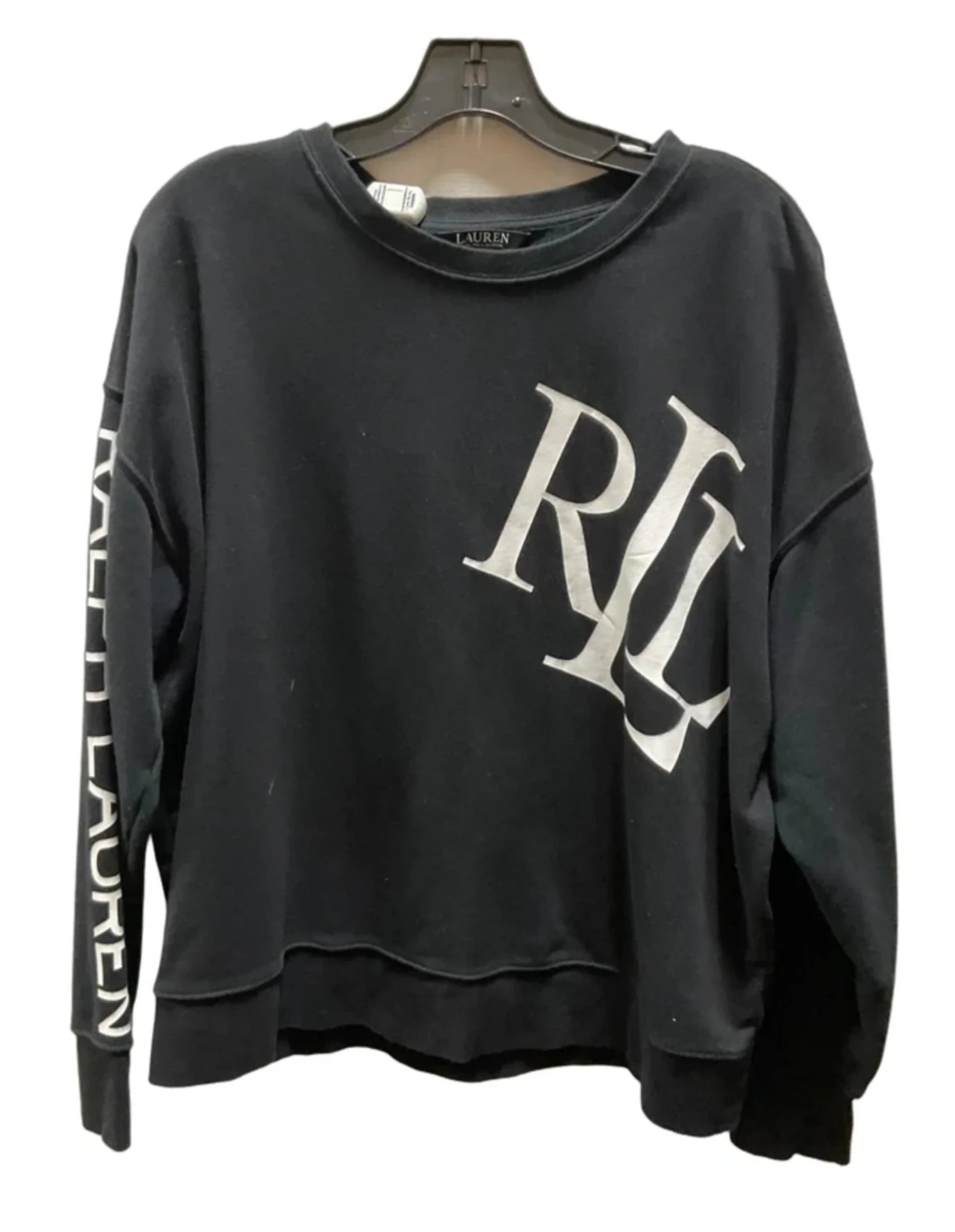 Sweatshirt Crewneck By Lauren By Ralph Lauren In Black, Size: Xl