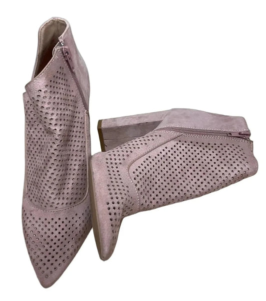 Boots Ankle Heels By Kittenish In Pink, Size: 8