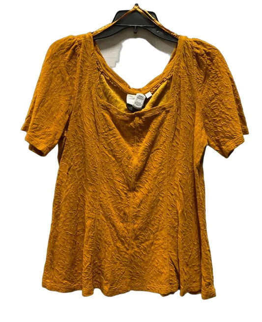 Top Short Sleeve By Anthropologie In Yellow, Size: Xl
