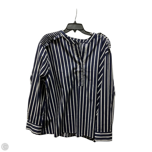 Top Long Sleeve By Lane Bryant In Blue & White, Size: 2x