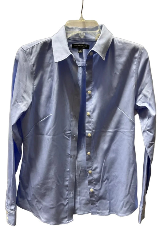 Blouse Long Sleeve By Banana Republic In Blue, Size: 8