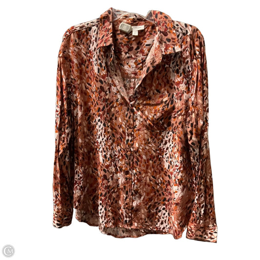 Blouse Long Sleeve By Beachlunchlounge In Orange & Red, Size: L