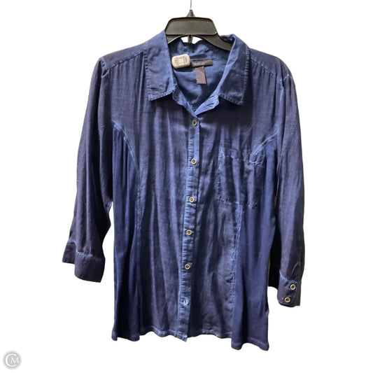 Blouse Long Sleeve By Style And Company In Blue, Size: L